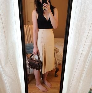 VTG High-waisted Button Down Pleated Midi Skirt